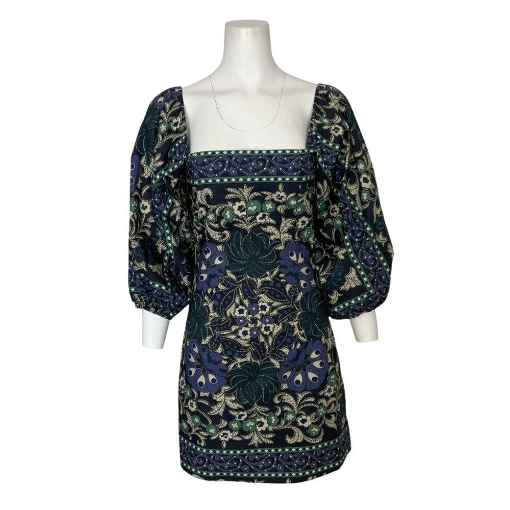 Cara Cara Blue and Green Floral Mini Dress